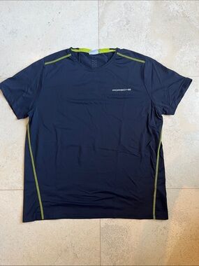 Porsche Driver’s Selection Navy Athletic Tee with Lime Stitching Sz L
